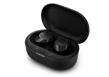 Philips True Wireless Headphones TAT1209BK/00 Up to 18 hours of play time with the case IPX4 splash and sweat resistant Black