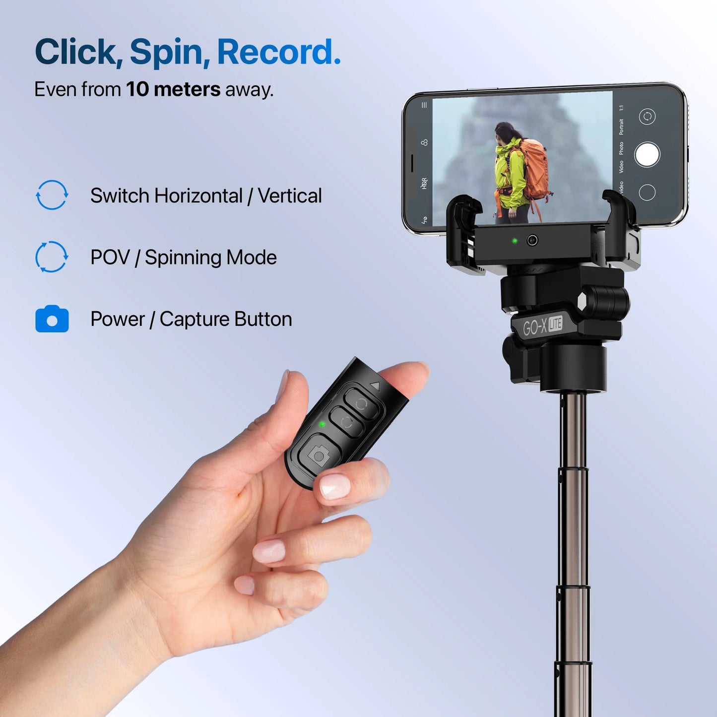 IZI GO X Lite Smartphone Gimbal Stabilizer with Built in Extendable Telescopic Rod | AI Tracking & Remote Control | 6H Battery | 310g Payload