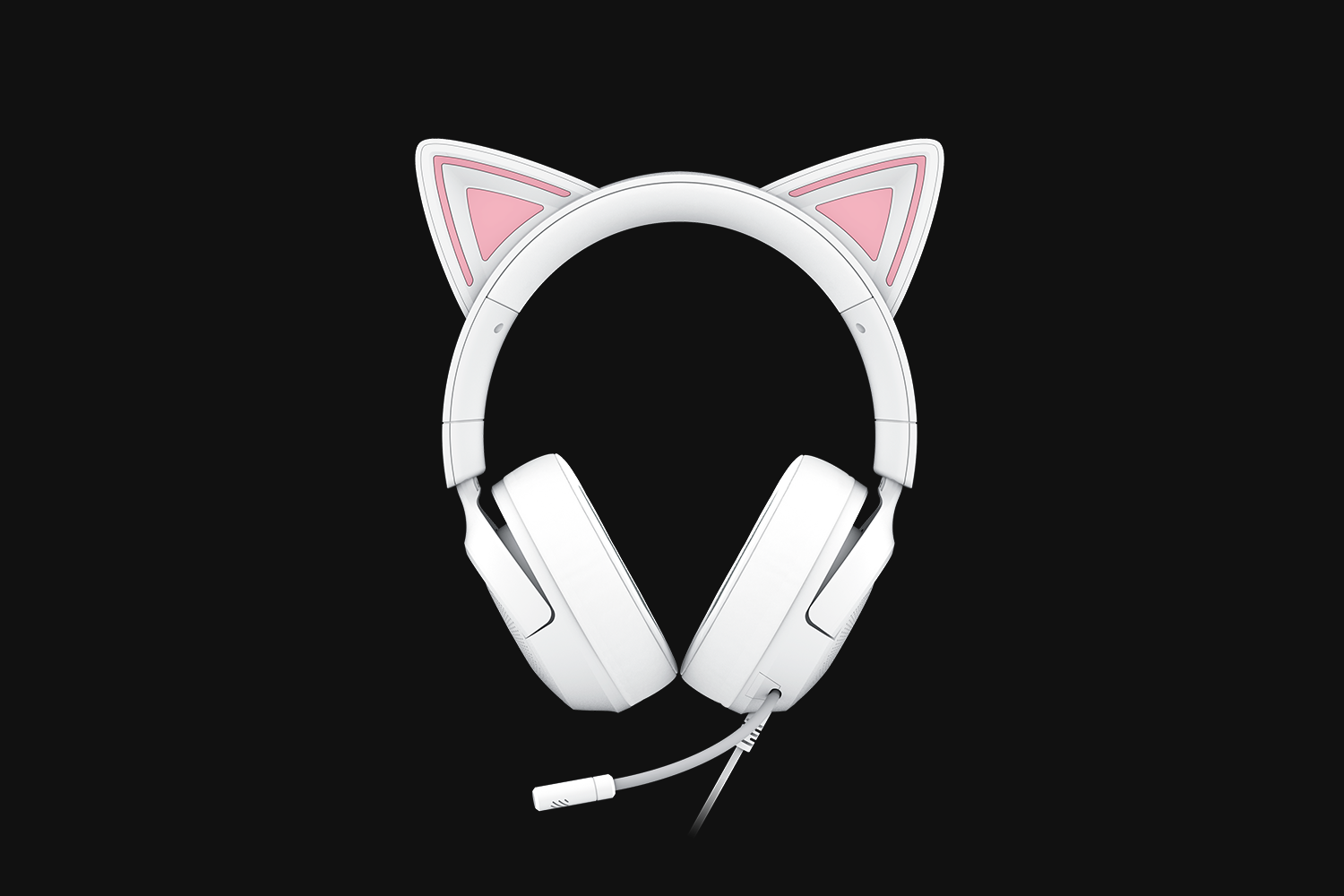 Razer Kraken Kitty V3 X white cat-ear gaming headset, side view