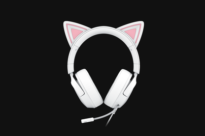 Razer Kraken Kitty V3 X white cat-ear gaming headset, side view