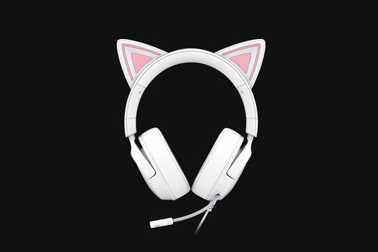 Razer Kraken Kitty V3 X white cat-ear gaming headset, side view