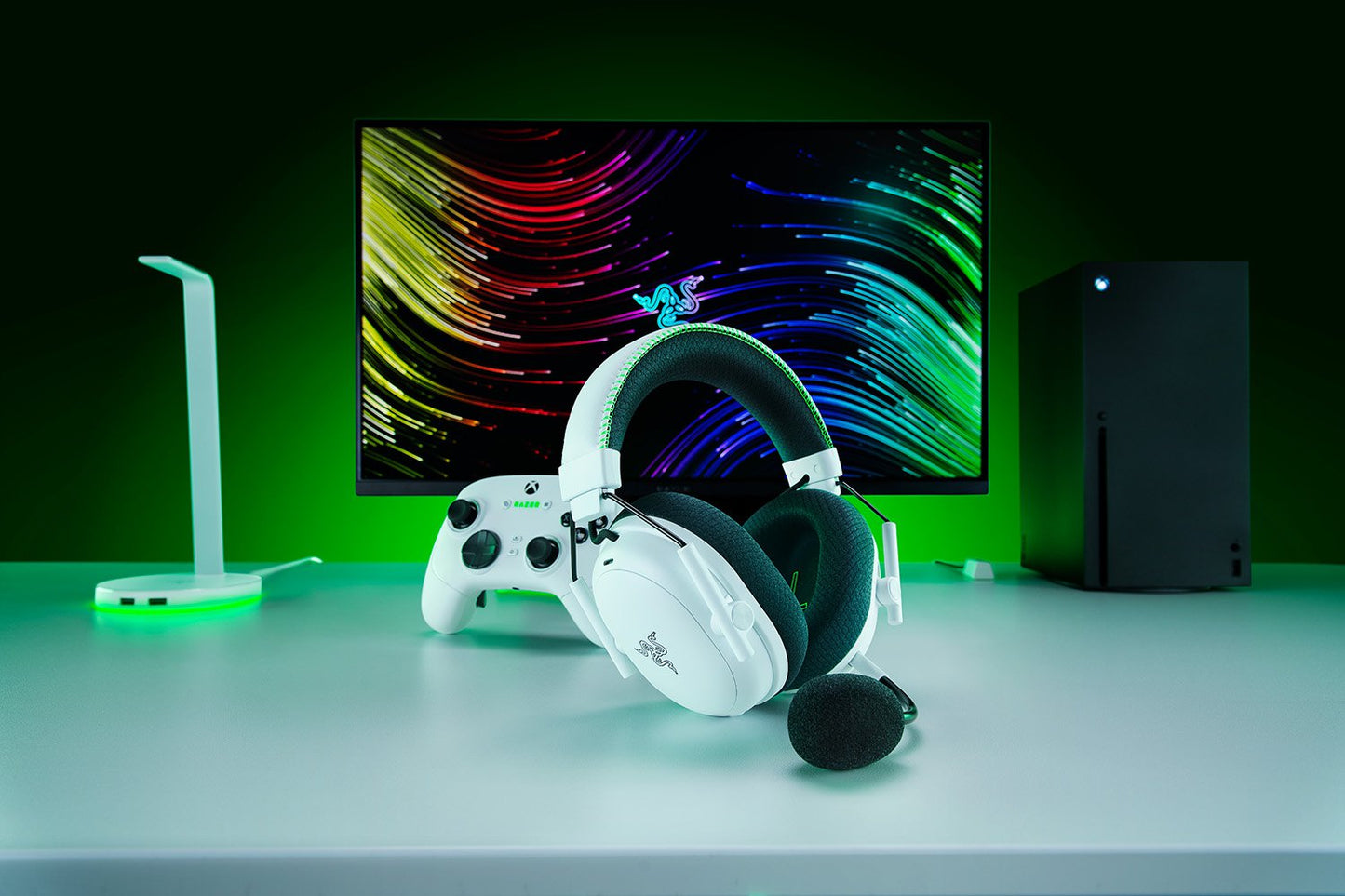 Razer BlackShark V3 Pro Xbox white ANC headset earcup controls detail