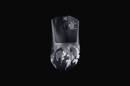 Razer DeathAdder V4 Pro NiKo Edition white wireless gaming mouse, top view