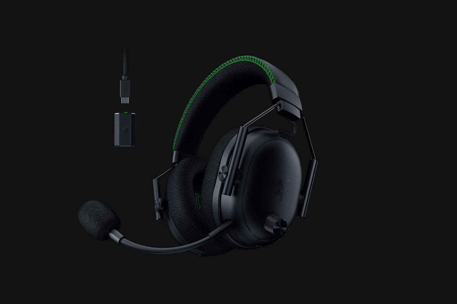 Razer BlackShark V3 Pro Xbox black wireless gaming headset, close-up detail