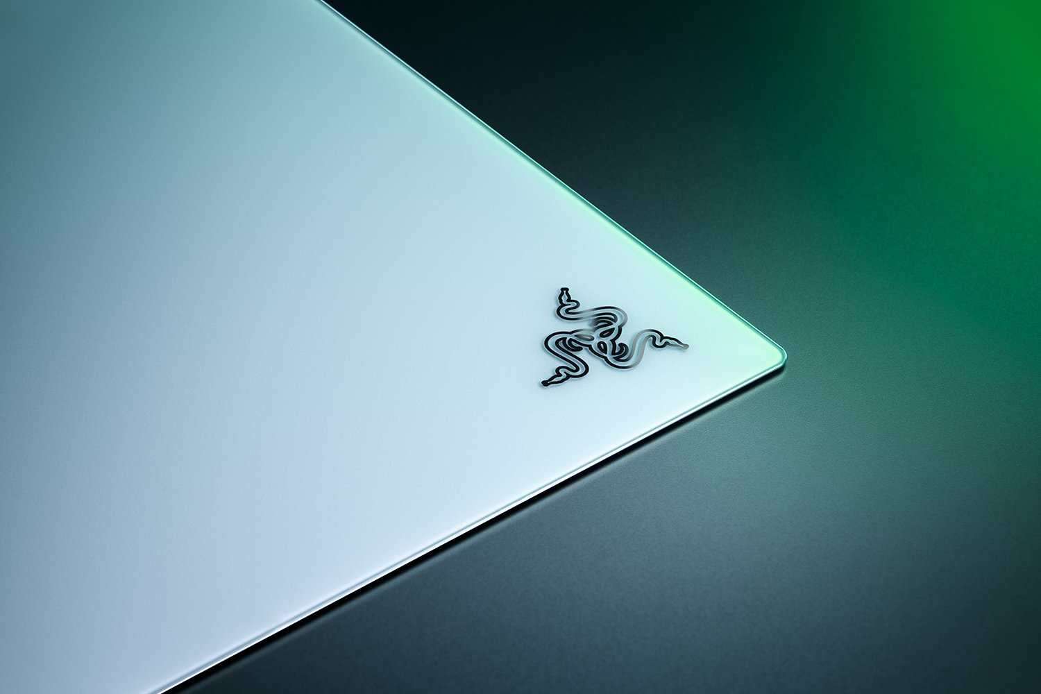 Razer Atlas Pro white tempered glass gaming mouse mat, top-down view of the full surface