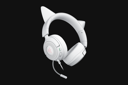 Razer Kraken Kitty V3 X white kitty-ear headset with HyperClear bendable mic