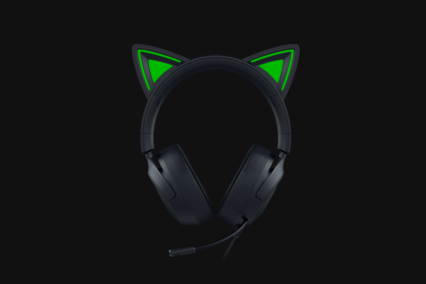 Razer Kraken Kitty V3 X black cat-ear gaming headset, side view