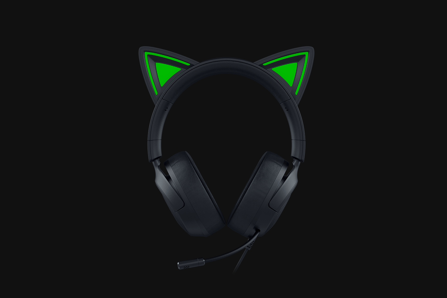 Razer Kraken Kitty V3 X black cat-ear gaming headset, side view