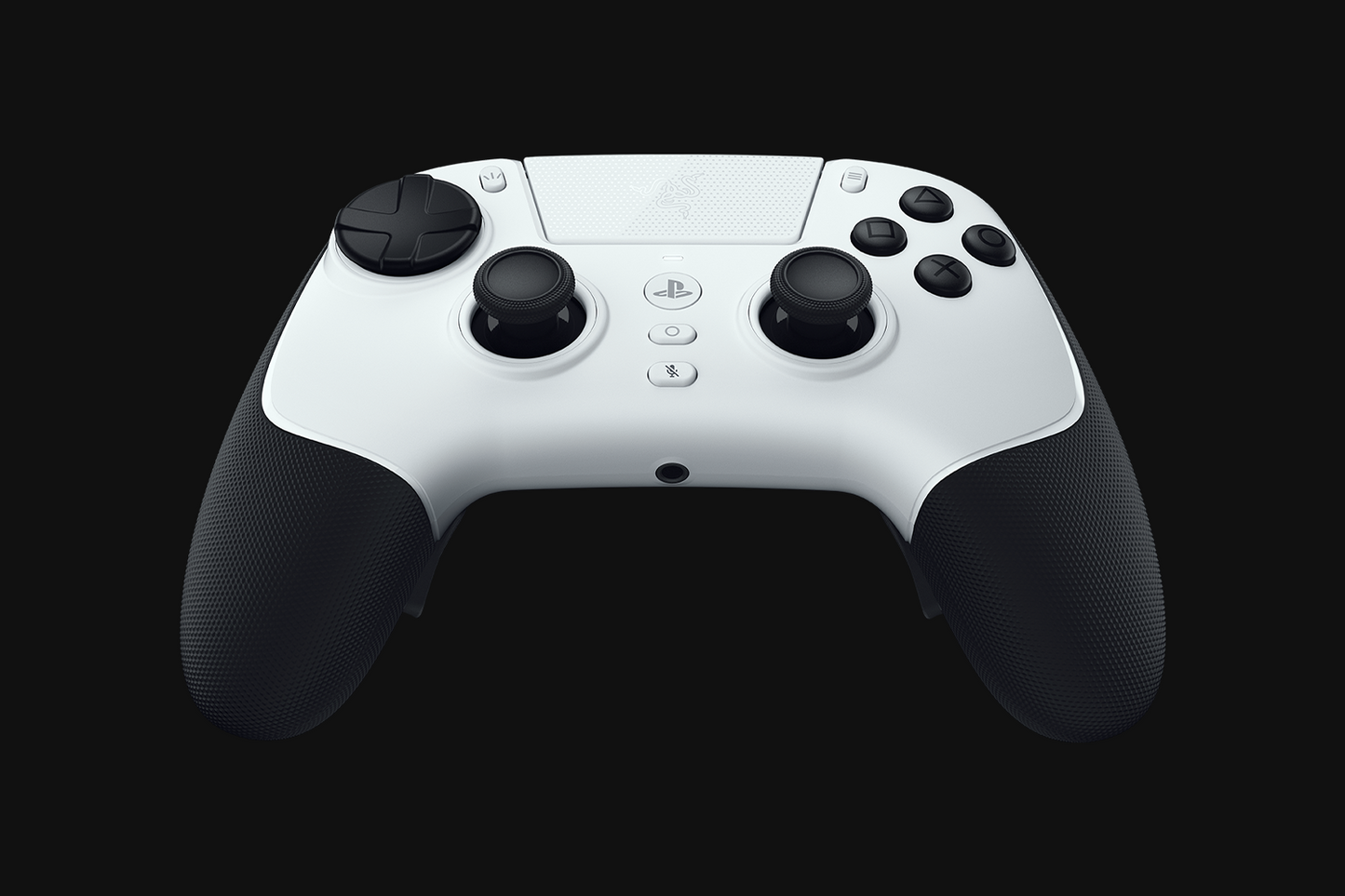 Razer Raiju V3 Pro white wireless controller with TMR thumbsticks, top view