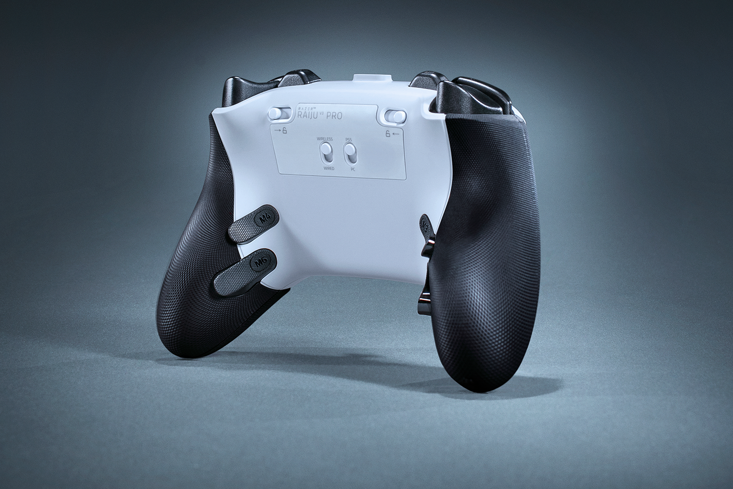 Razer Raiju V3 Pro white wireless esports controller, angled view