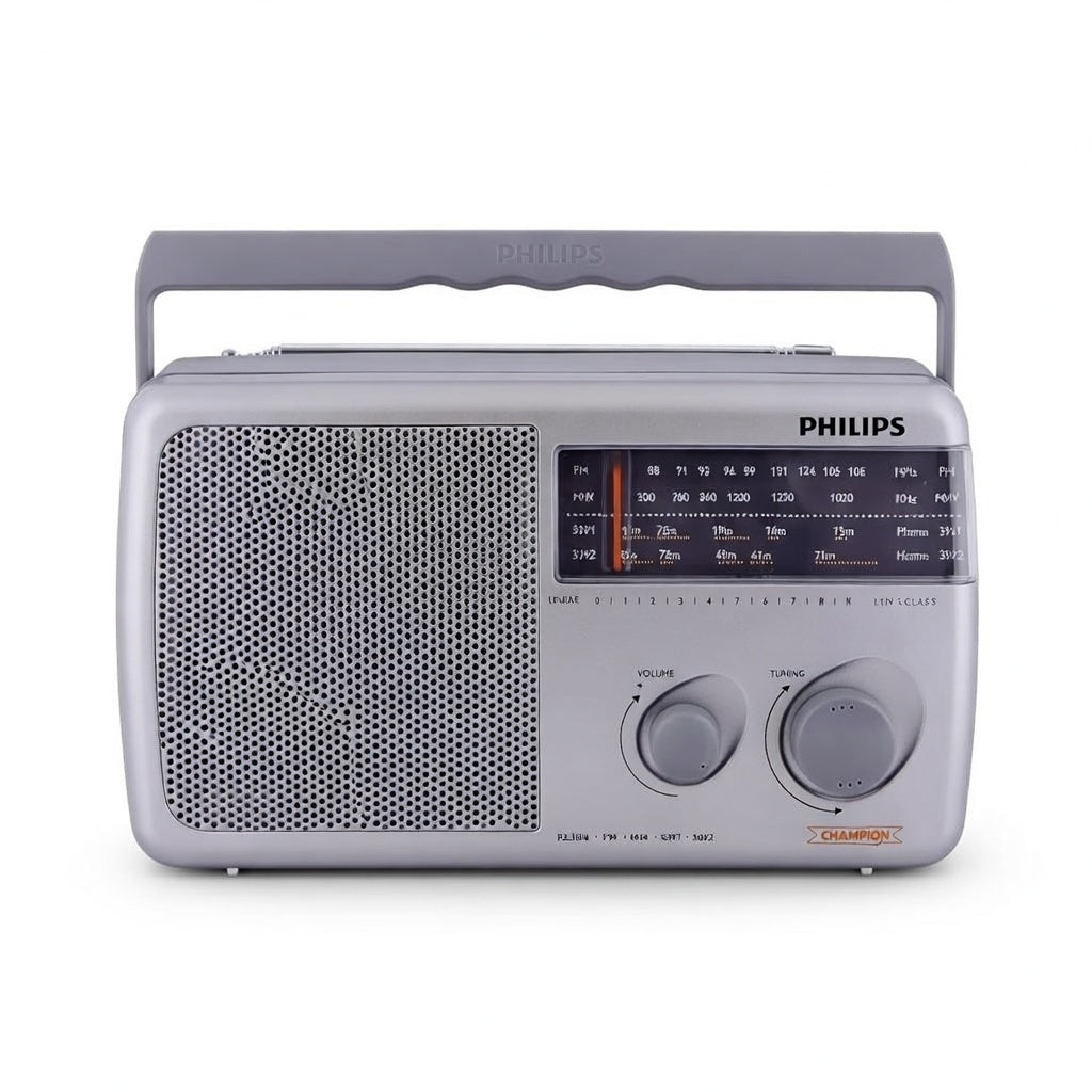 Philips RL384/94 Portable Multi-Band Radio | FM/MW/SW1-SW2 | High Sensitivity, Battery & DC Powered (Black)