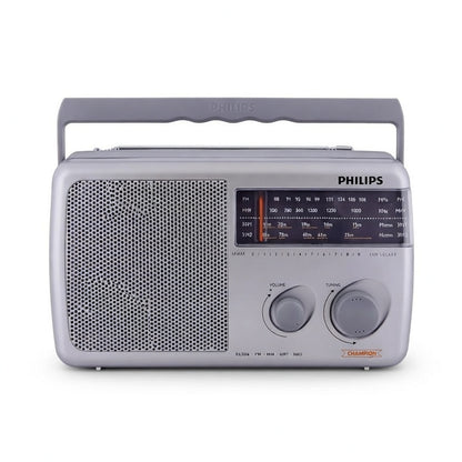 Philips RL384/94 Portable Multi-Band Radio | FM/MW/SW1-SW2 | High Sensitivity, Battery & DC Powered (Black)