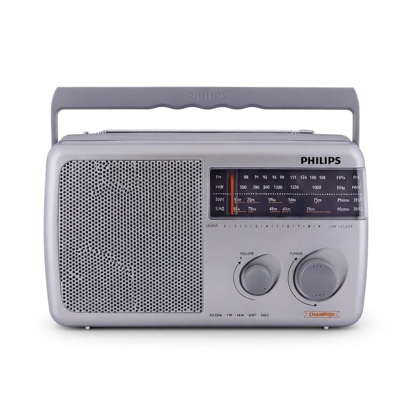 Philips RL384/94 Portable Multi-Band Radio | FM/MW/SW1/SW2 | Battery & DC Powered | Black