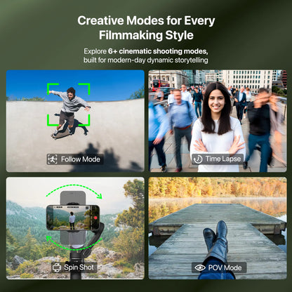 IZI GO-X PRO Foldable Gimbal for Smartphones, 3-Axis Stabilizer with Extension Rod, 6 Modes, AI Face Tracking