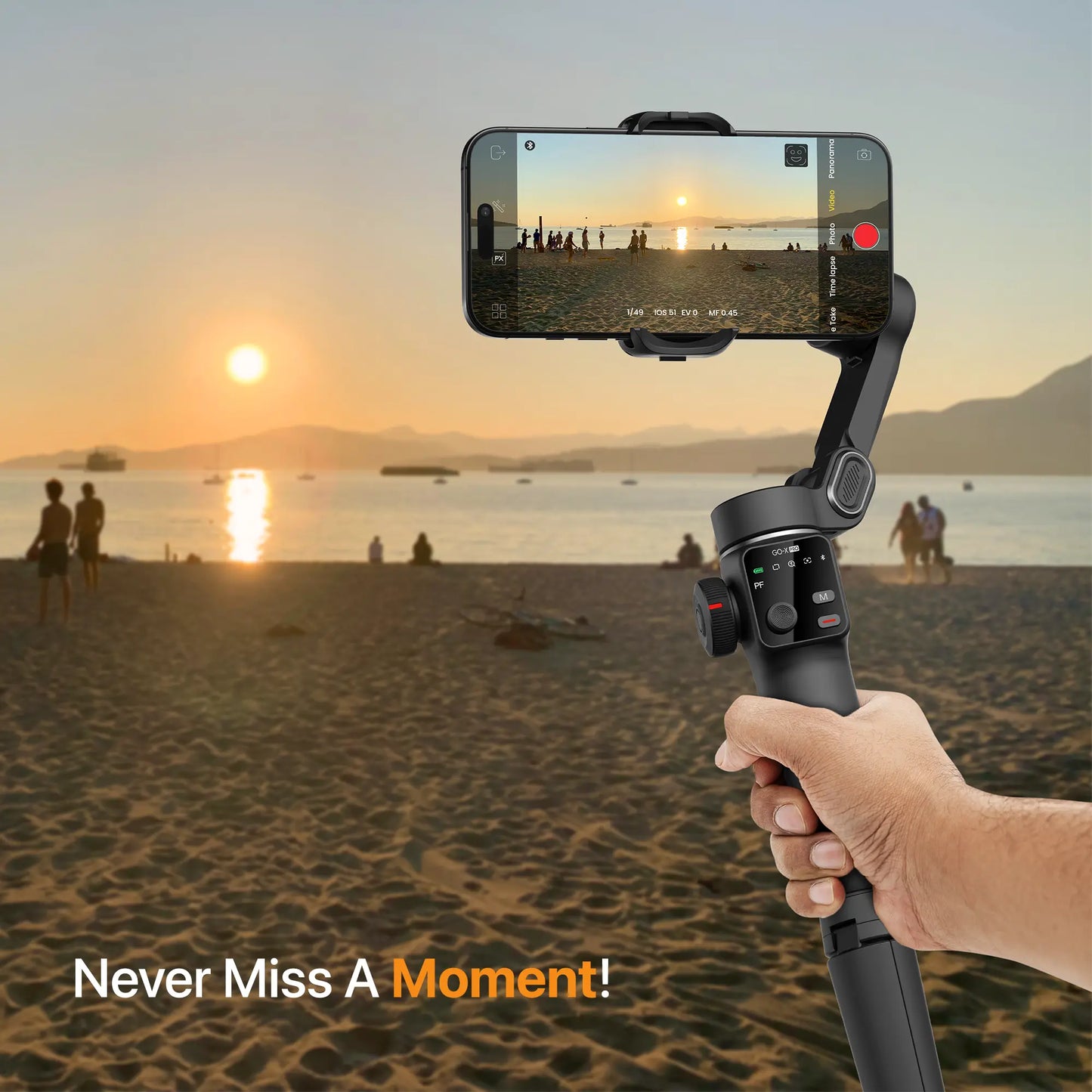 IZI GO-X PRO Foldable Gimbal for Smartphones, 3-Axis Stabilizer with Extension Rod, 6 Modes, AI Face Tracking