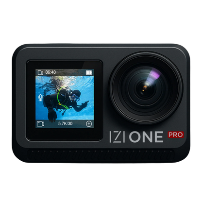 IZI One Pro 5.7K Action Camera with Sony STARVIS Sensor | 20M Body Waterproof | Dual OLED Screens | 240 Min Battery | 6-Axis Stabilization | Reels, Vlogs & Bikes