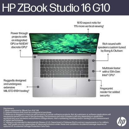 Refurbished HP Zbook Studio 16 Inch G10 Mobile Workstation Pc - Data Science (8L160PA)Processor: Intel® Core I7-13700H 5.0 Ghz /32GB/1TB SSD/Nvidia Geforce RTX 4070 8GB GDDR6/16"/Windows 11 Pro