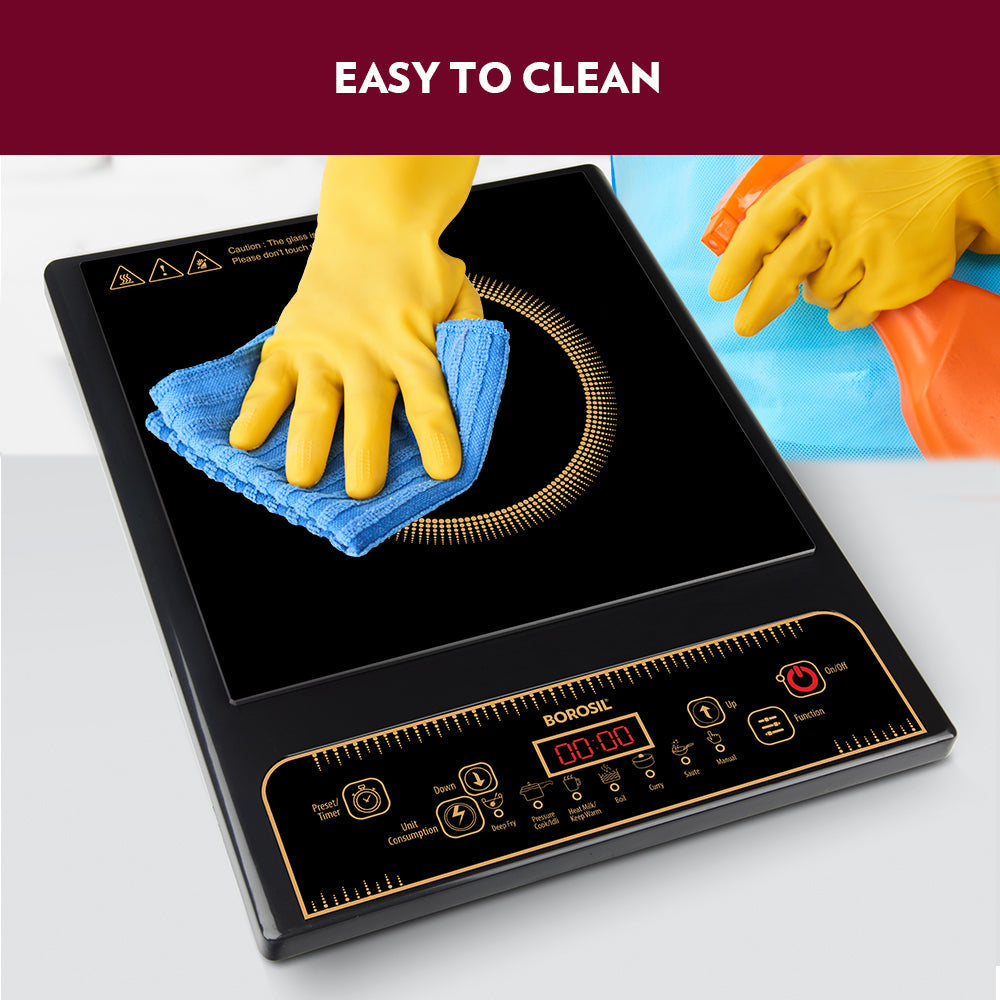 Borosil SmartKook PC13 Induction Cooktop 1400W – 7 Cooking Modes, Touch Control Glass Panel