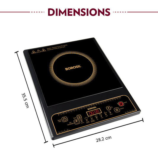 Borosil SmartKook PC13 Induction Cooktop 1400W – 7 Cooking Modes, Touch Control Glass Panel