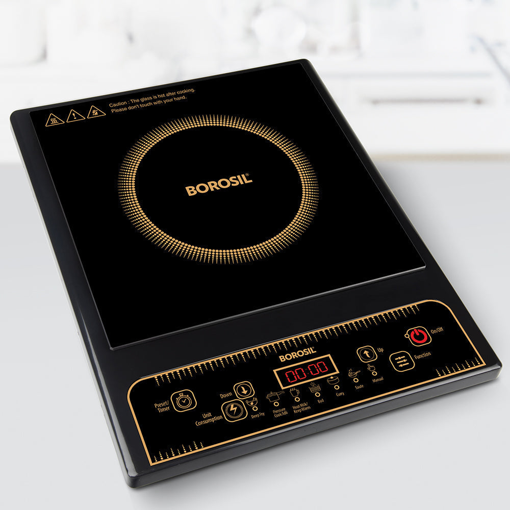 Borosil SmartKook PC13 Induction Cooktop 1400W – 7 Cooking Modes, Touch Control Glass Panel