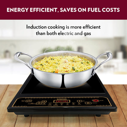 Borosil SmartKook PC13 Induction Cooktop 1400W – 7 Cooking Modes, Touch Control Glass Panel