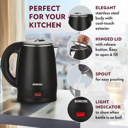 Borosil Cooltouch Electric Kettle, 1.2 L