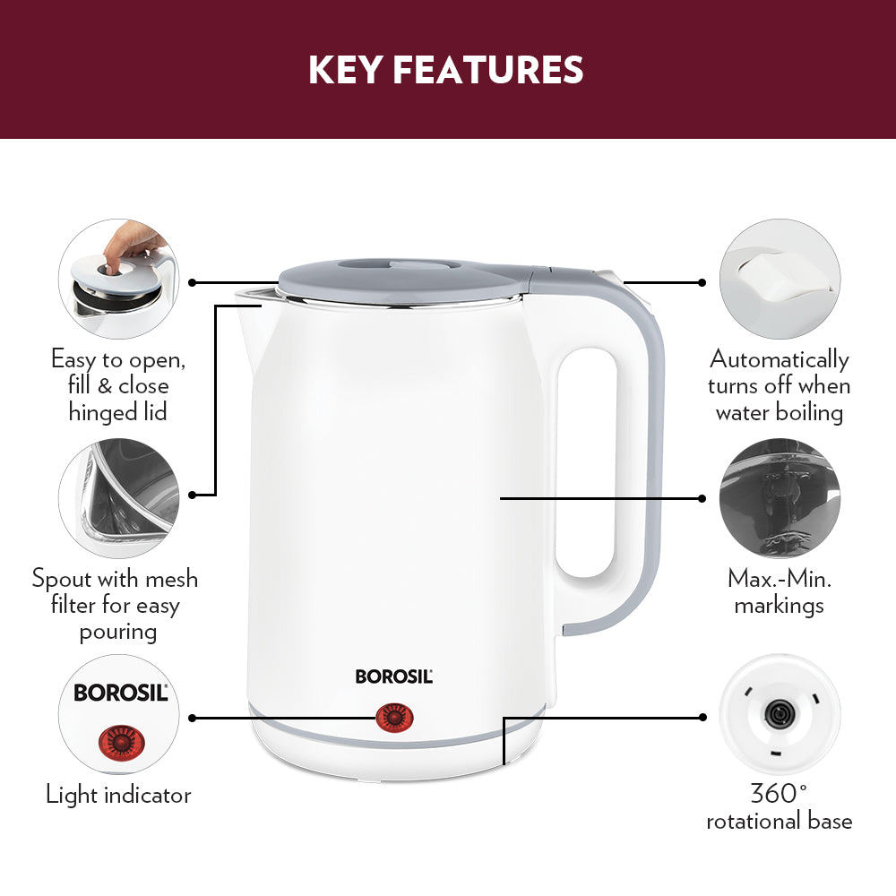 Borosil Cooltouch Electric Kettle, 1.8L