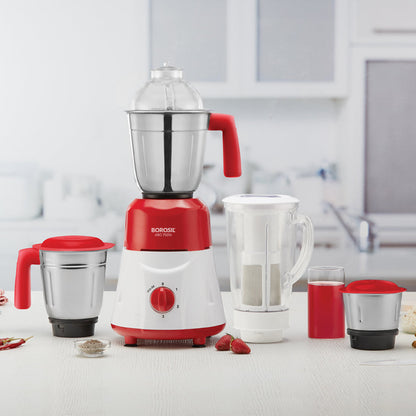 Borosil Aro 4 Jar Mixer Grinder - Red