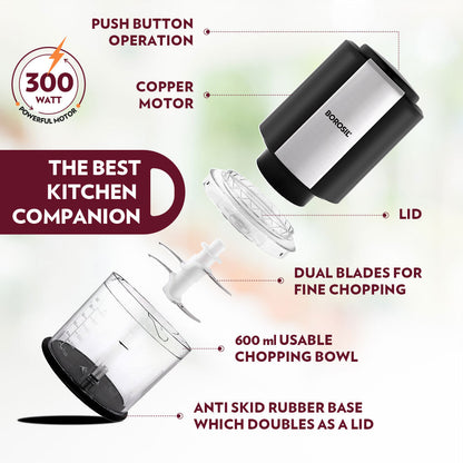 Borosil Chef Delite Chopper with 2 blade sets