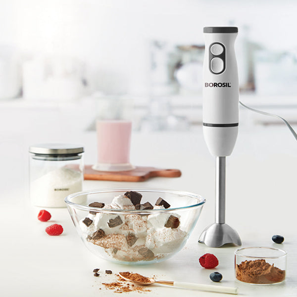 Borosil Masterblend SW21 Hand Blender 500W - Copper Winding Motor, Dual Speed, Stainless Steel Blades with 500ml Beaker