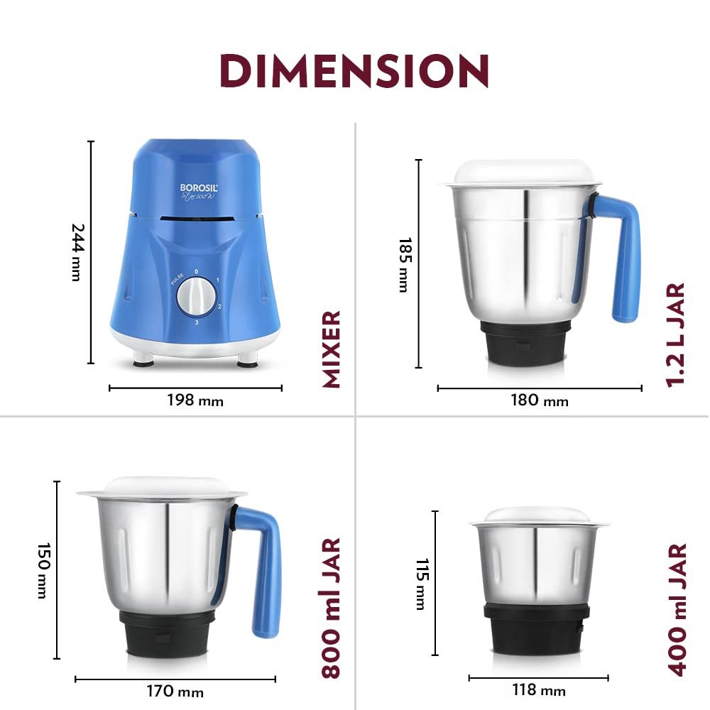 Borosil Star Mixer Grinder - Blue