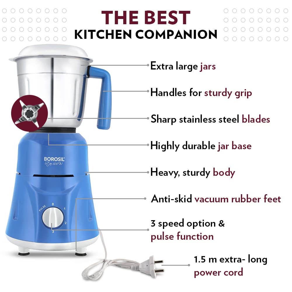 Borosil Star Mixer Grinder - Blue