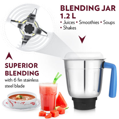 Borosil Star Mixer Grinder - Blue