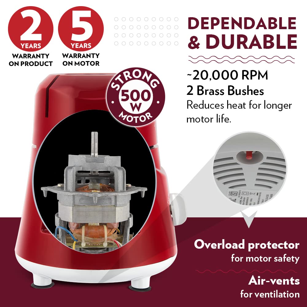 Borosil Star Mixer Grinder - Maroon