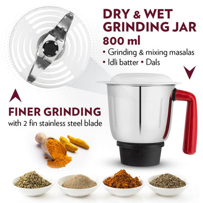 Borosil Star Mixer Grinder - Maroon