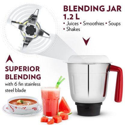 Borosil Star Mixer Grinder - Maroon