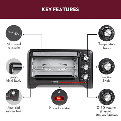 Borosil Prima Plus 19L Oven Toaster Griller (OTG)