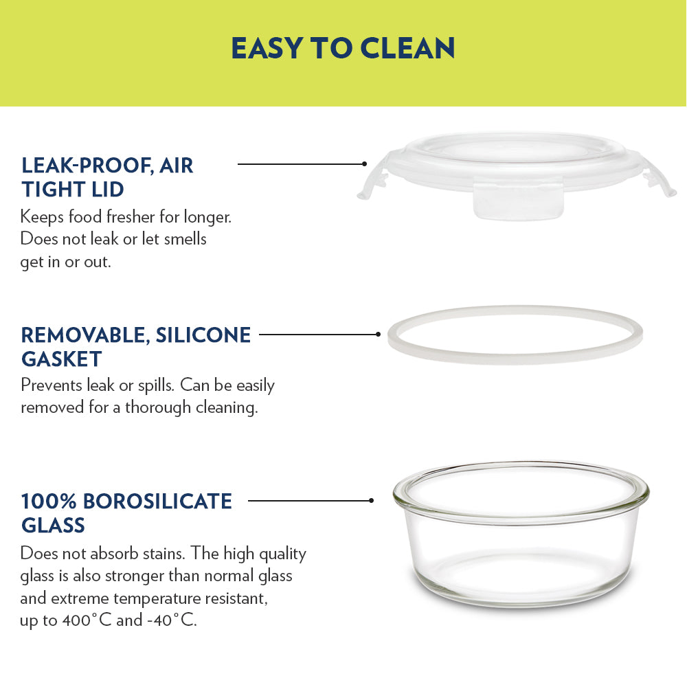Borosil Klip n Store Round Glass Container