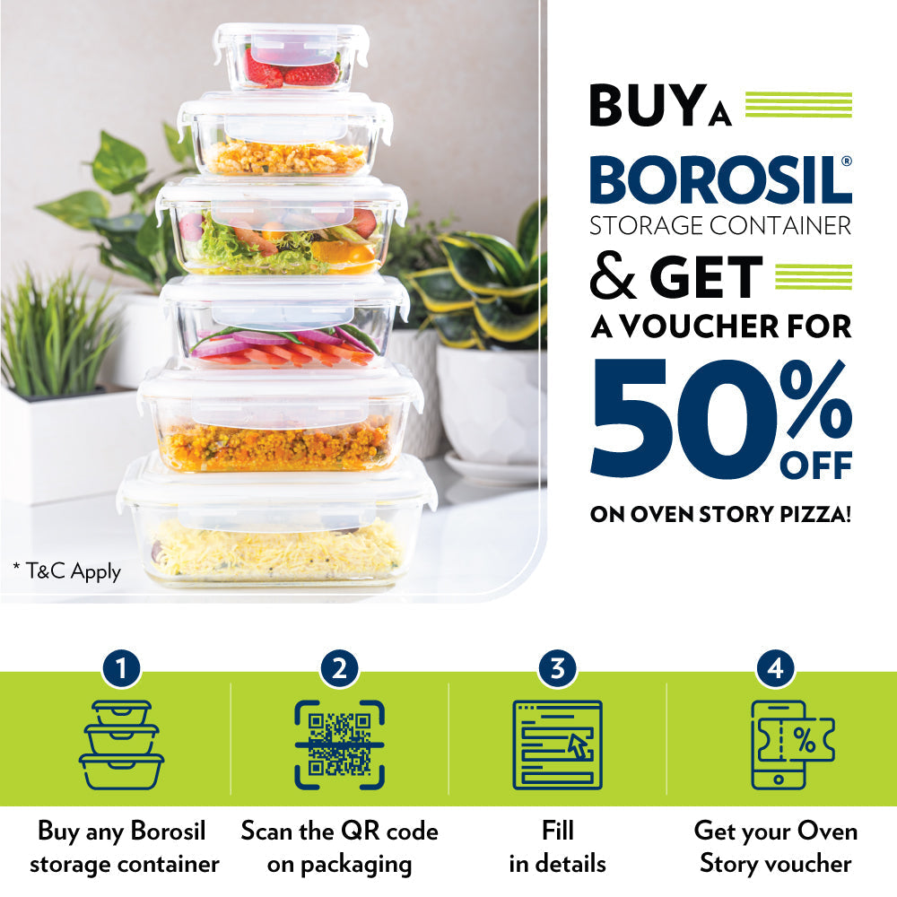 Borosil Klip n Store Round Glass Container