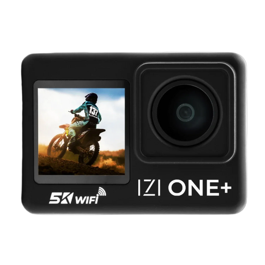 IZI ONE Plus 5K Action Camera – 6-Axis, 110ft Waterproof, Fast Charge