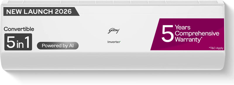 Godrej 2 Ton 3 Star Split Inverter AC – 5-in-1 Convertible, 52° Heavy Duty Cooling (24J3TS, 2026 Model)