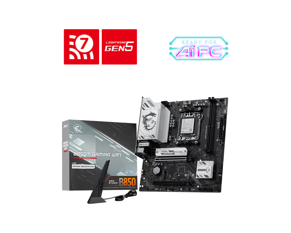 MSI MAG B850M GAMING WIFI AMD AM5 Micro-ATX Motherboard (DDR5, PCIe 5.0)