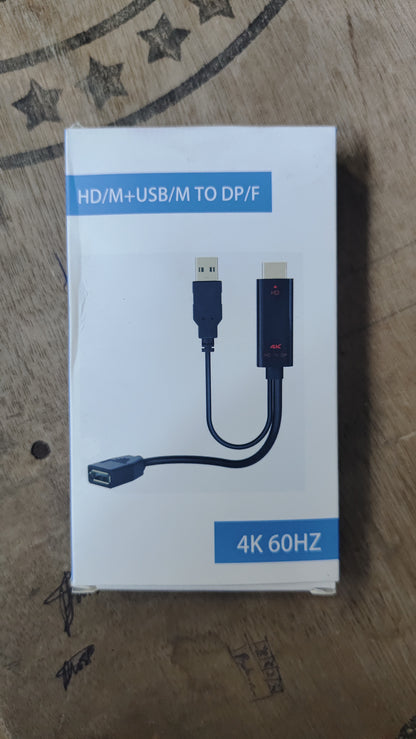 HDMI male to USB male to DP female