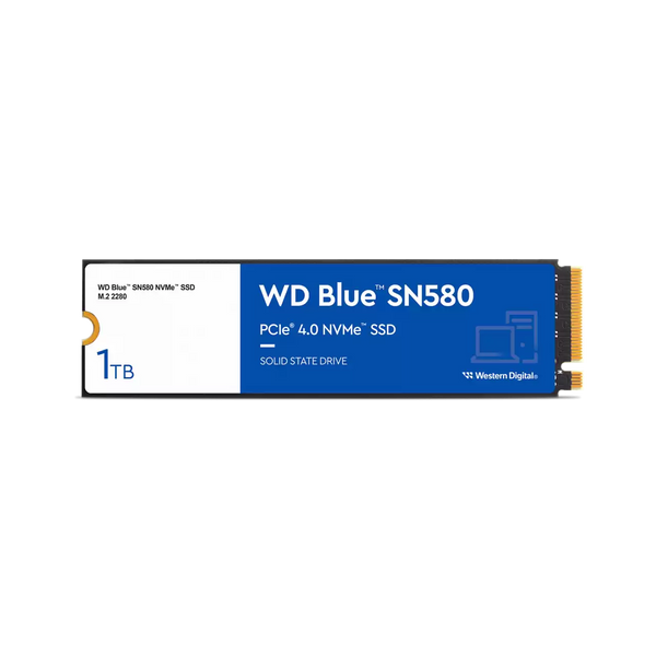 Western Digital WD Blue SN580 NVMe 1TB, Upto 4150MB/s, 5 Y Warranty, PCIe Gen 4 NVMe M.2 (2280), Internal Solid State Drive (SSD) (WDS100T3B0E)