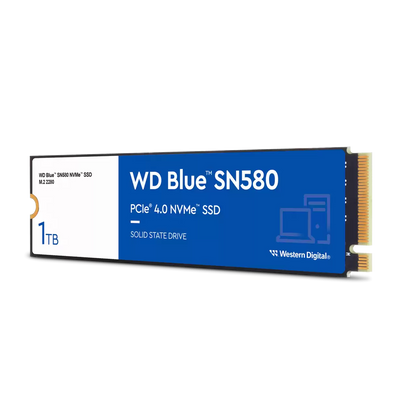 Western Digital WD Blue SN580 NVMe 1TB, Upto 4150MB/s, 5 Y Warranty, PCIe Gen 4 NVMe M.2 (2280), Internal Solid State Drive (SSD) (WDS100T3B0E)-ssd-WESTERN DIGITAL-computerspace
