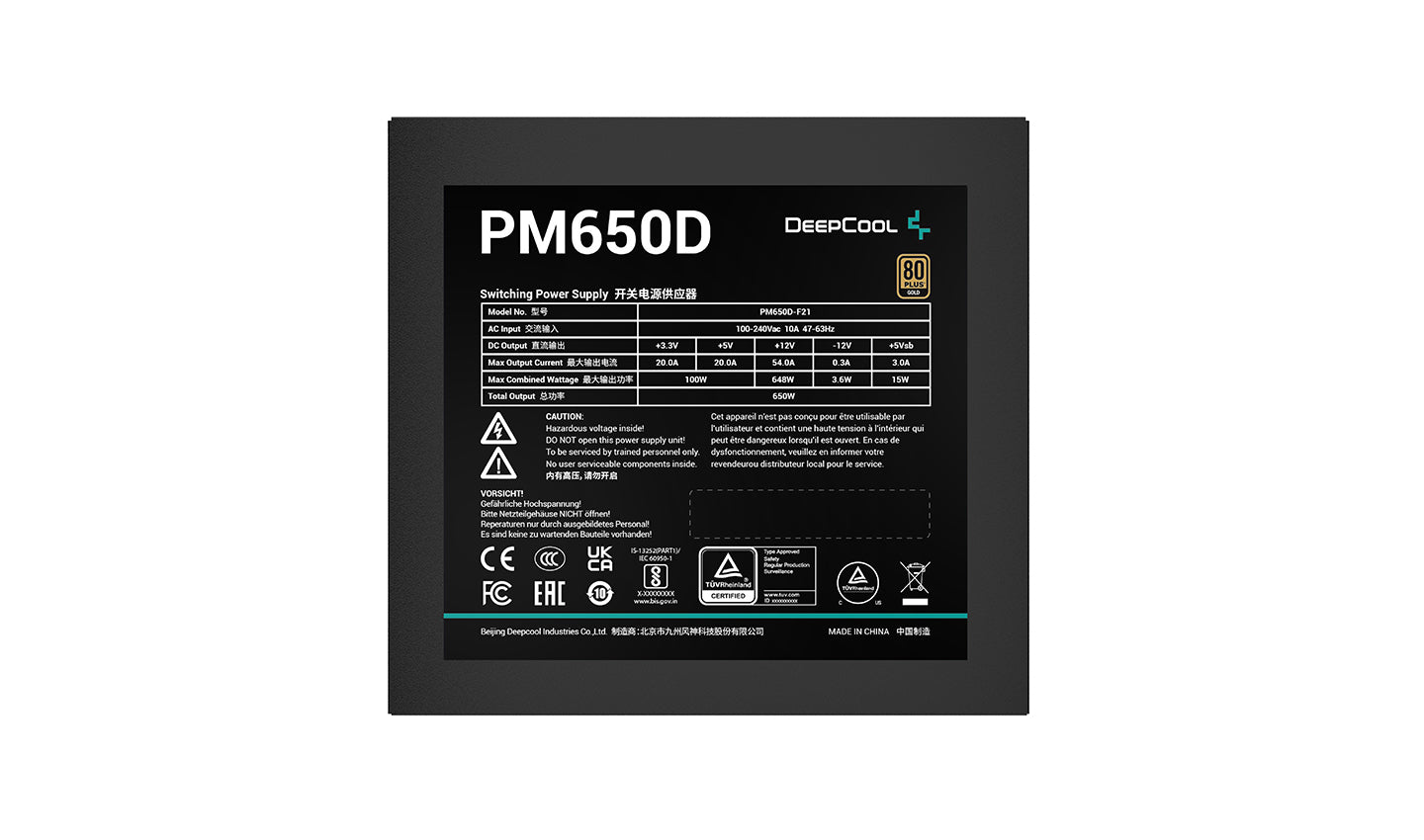 Deepcool PM650D 650W non modular 80 plus Gold Power Supply