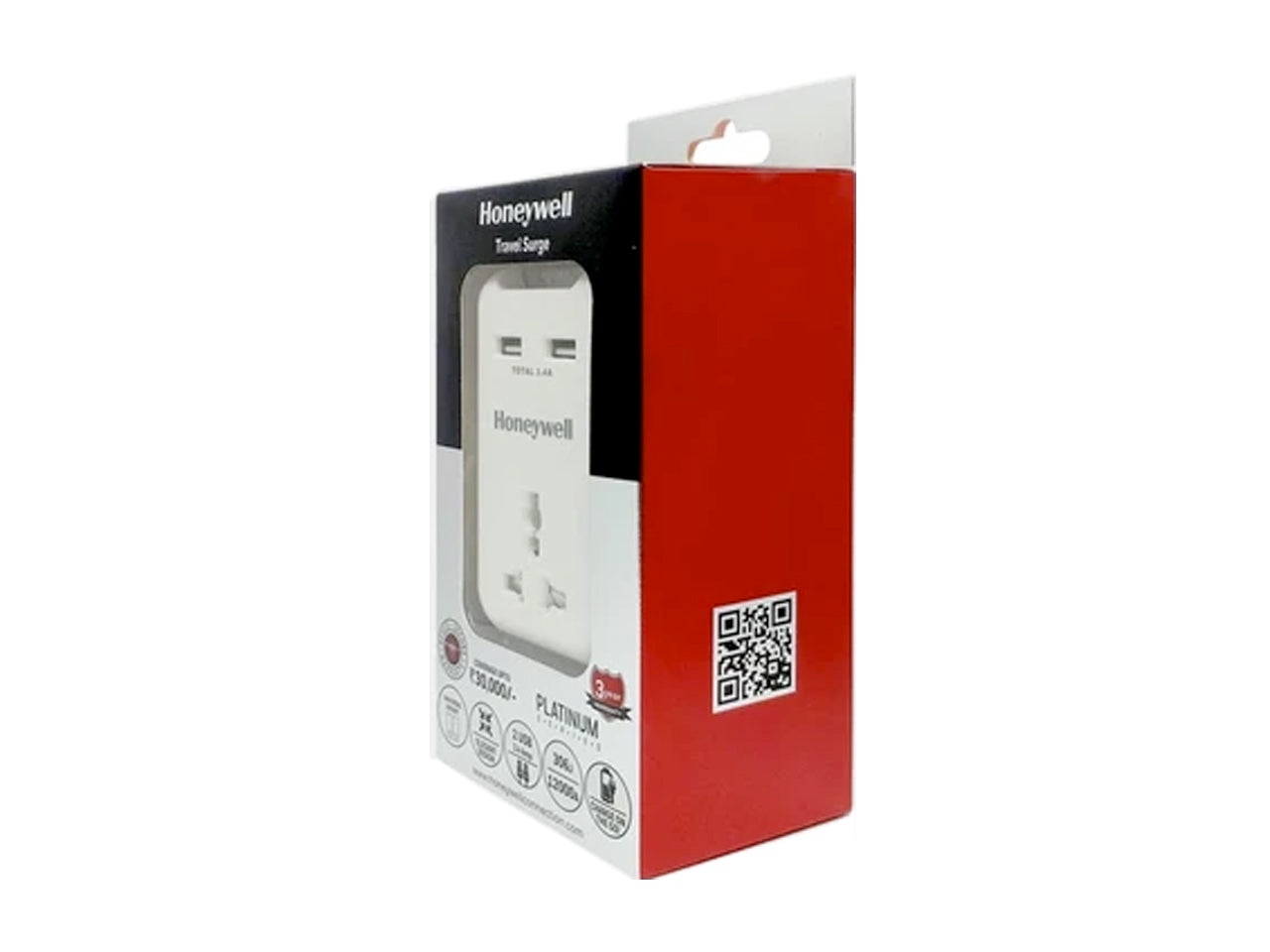 Honeywell Travel Surge Single Socket with 2 X USB Platinum