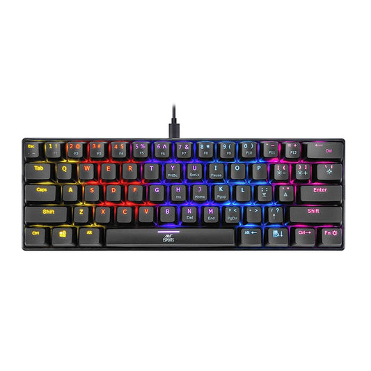 Ant Esports MK1200 Mini Wired Mechanical Gaming Keyboard with RGB Backlit Lighting - Red Switch