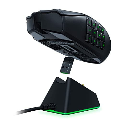 Razer Naga Pro Modular Bluetooth Wireless RGB Gaming Mouse with 3 Swappable Side Plates Up to 19+1 Programmable Buttons 20000 DPI Optical Sensor Black RZ01-03420100-R3A1