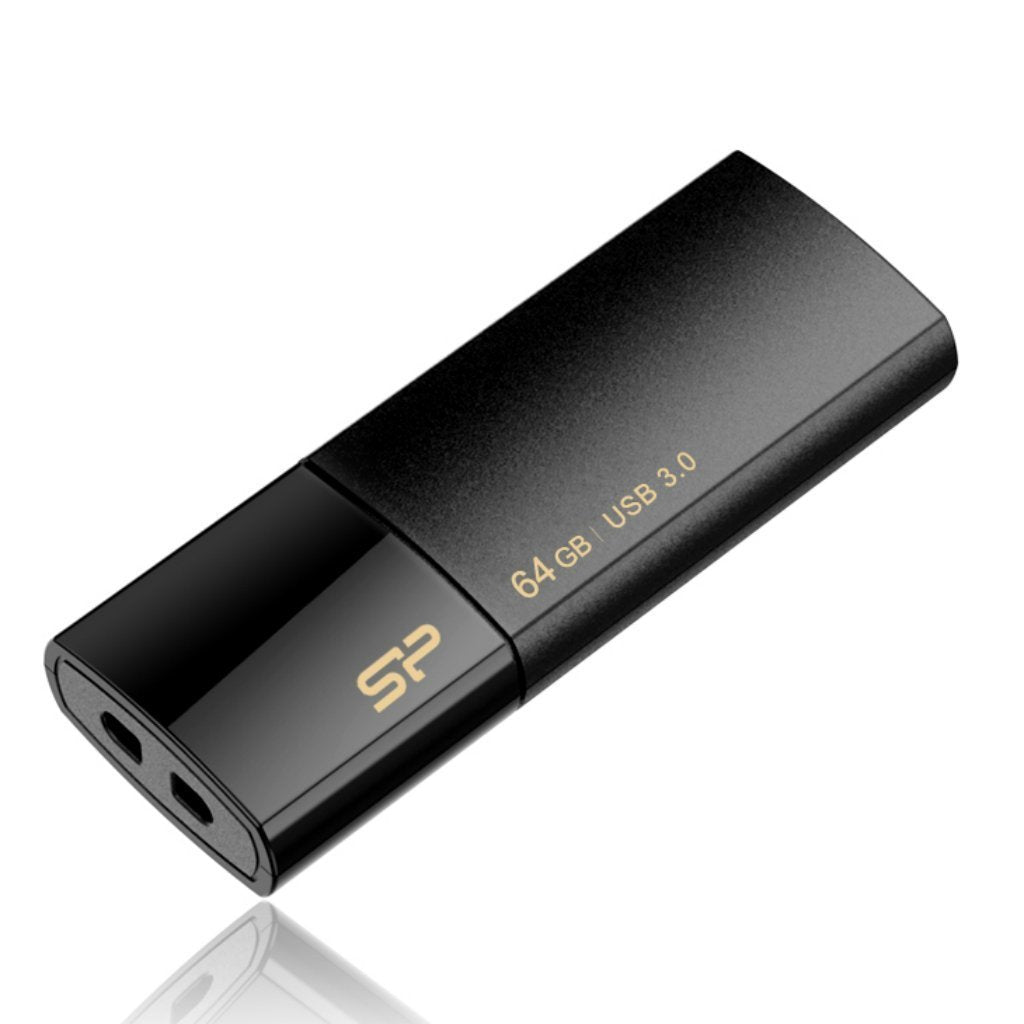 Silicon Power Blaze B05 USB 3.0 Retractable Flash Drive, Black (SP064GBUF3B05V1K)-USB Flash Drives-Silicon Power-computerspace